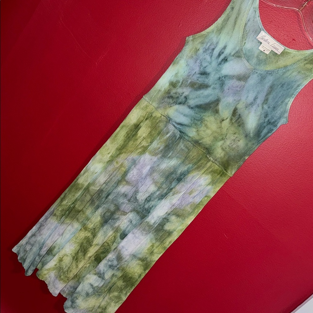 Vintage Barbara Lesser Tie-Dye Green & Blue Maxi Dress